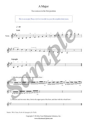 Violin : A Major Scale & Arpeggio - Grade 1 – Sheetmusic2print