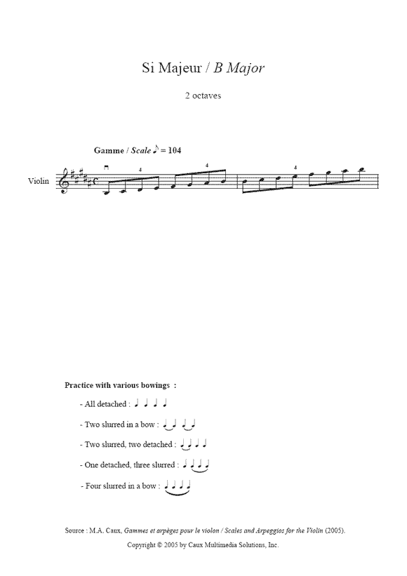 B Major Scale and Arpeggio - Violin