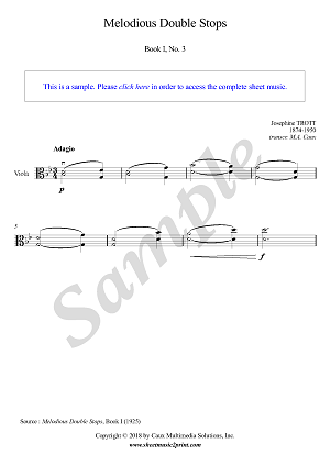 Trott : Melodious Double Stops, Book I, No. 3 - Viola