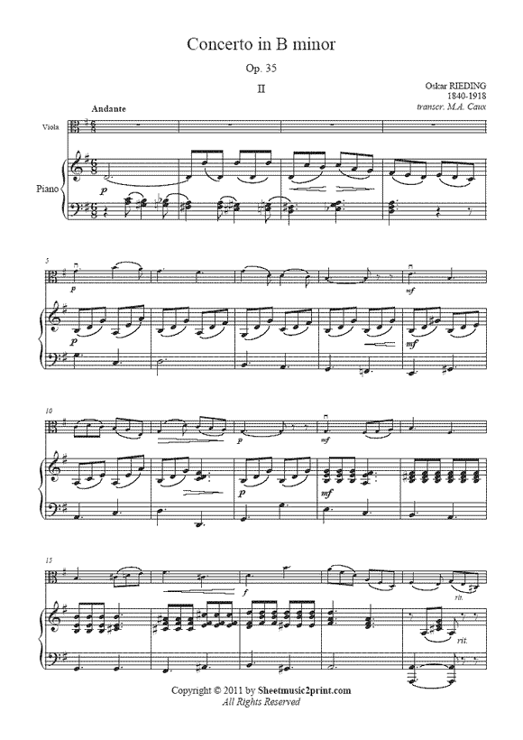 Rieding : Concerto Op. 35 for Viola II
