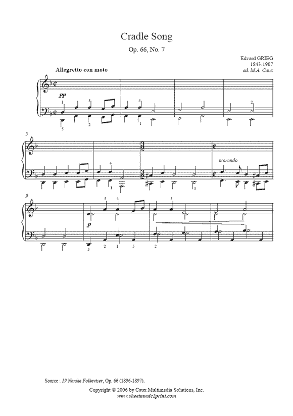 Grieg : Cradle Song, Op. 66, No. 7