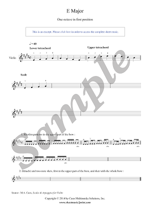 Violin : E Major Scale & Arpeggio - Grade 1 – Sheetmusic2print
