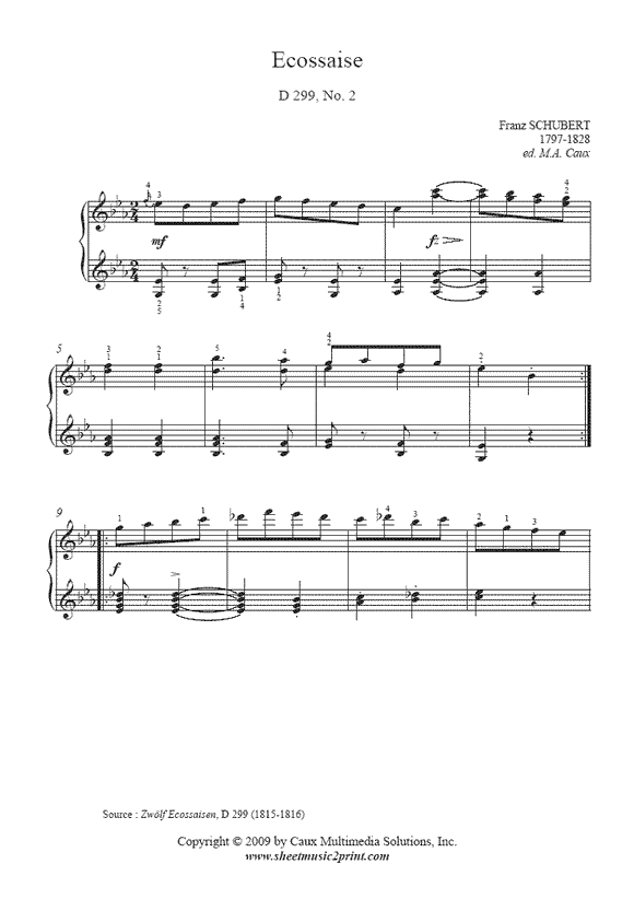 Schubert : Ecossaise D 299, No. 2