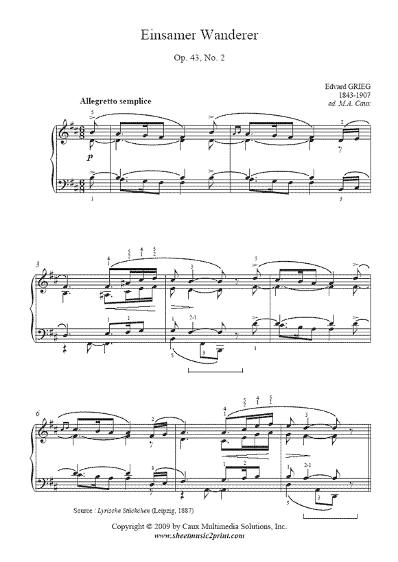 Grieg : Einsamer Wanderer Op. 43, No. 2