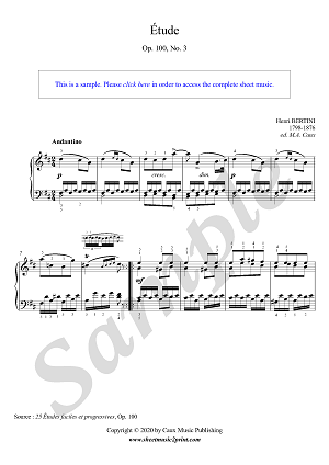 Bertini : Etude in D Major, Op. 100, No. 3