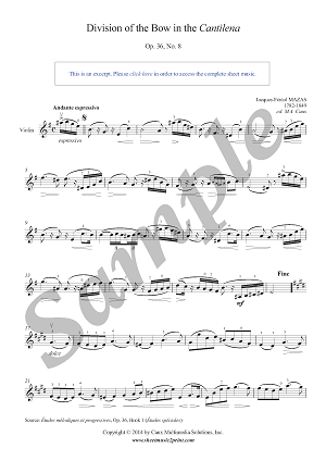 Mazas : Division of the Bow in the Cantilena, Op. 36, No. 8
