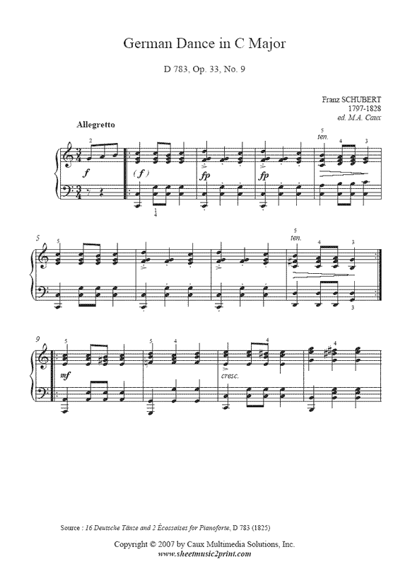 Schubert : German Dance D 783, No. 9