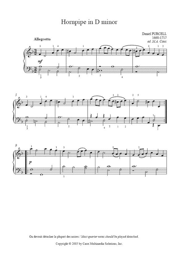 Daniel Purcell : Hornpipe in D minor