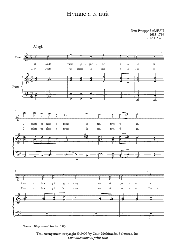 Rameau : Hymne a la nuit - Flute