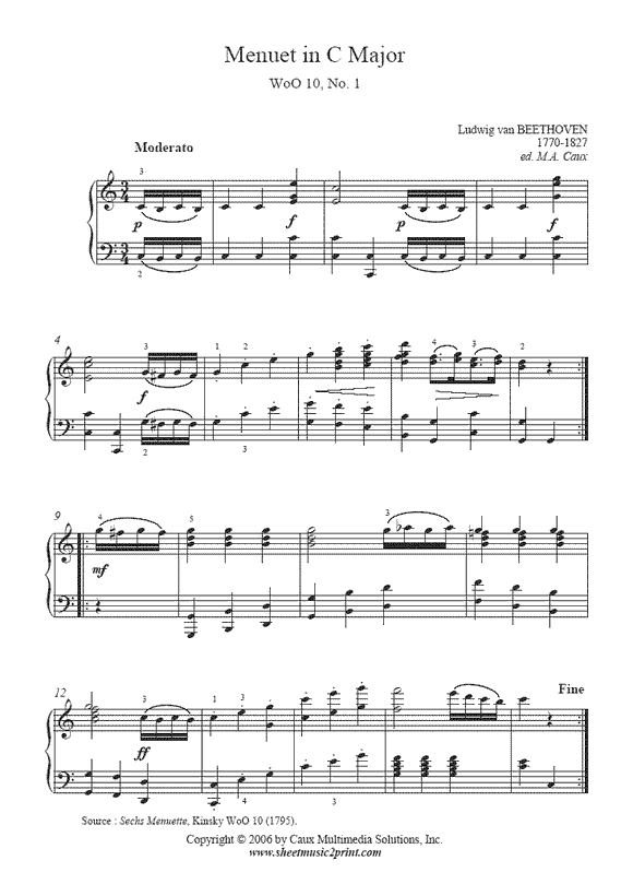Beethoven : Menuet WoO 10, No. 1
