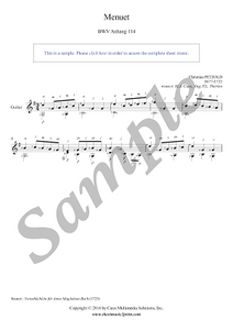 Petzold : Menuet BWV Anhang 114 - Guitar