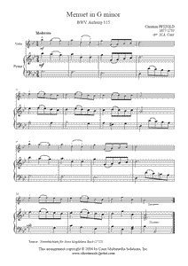 Petzold : Menuet BWV Anhang 115 - Violin