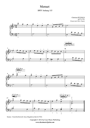 Petzold : Menuet BWV Anhang 115