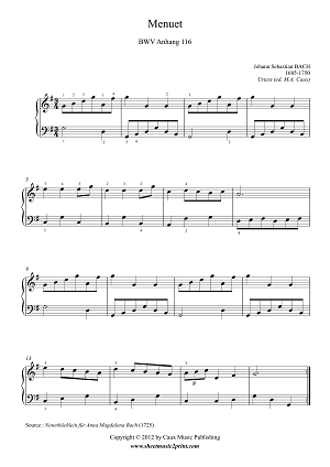 Bach : Menuet BWV Anhang 116