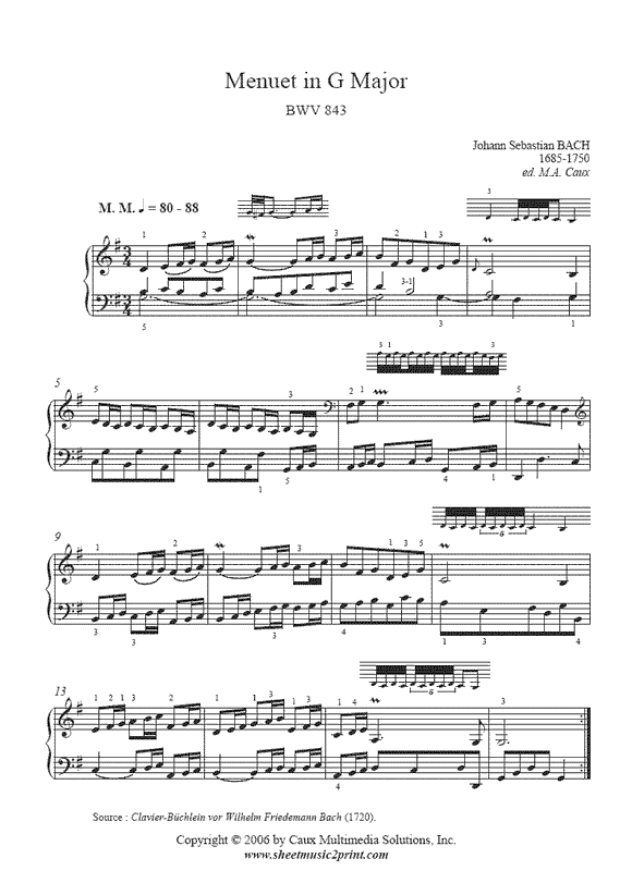 Bach : Menuet BWV 843