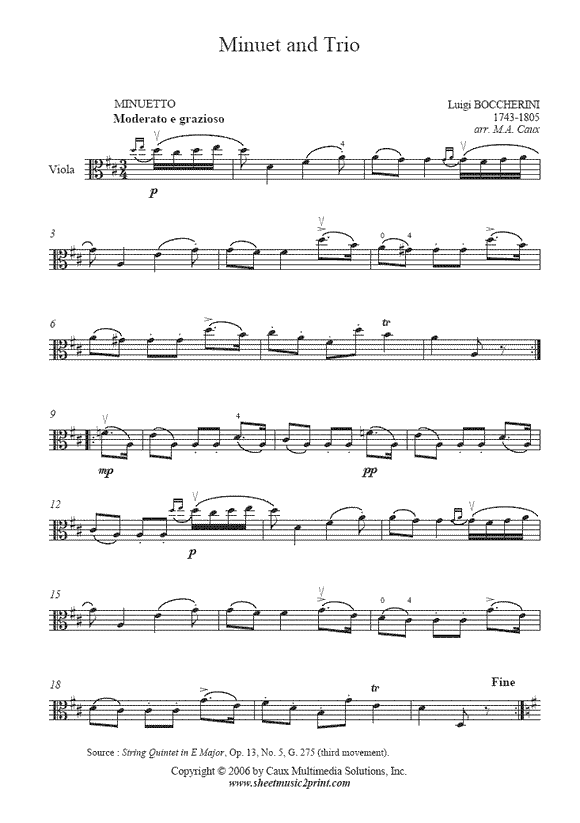 Boccherini : Menuet - Viola