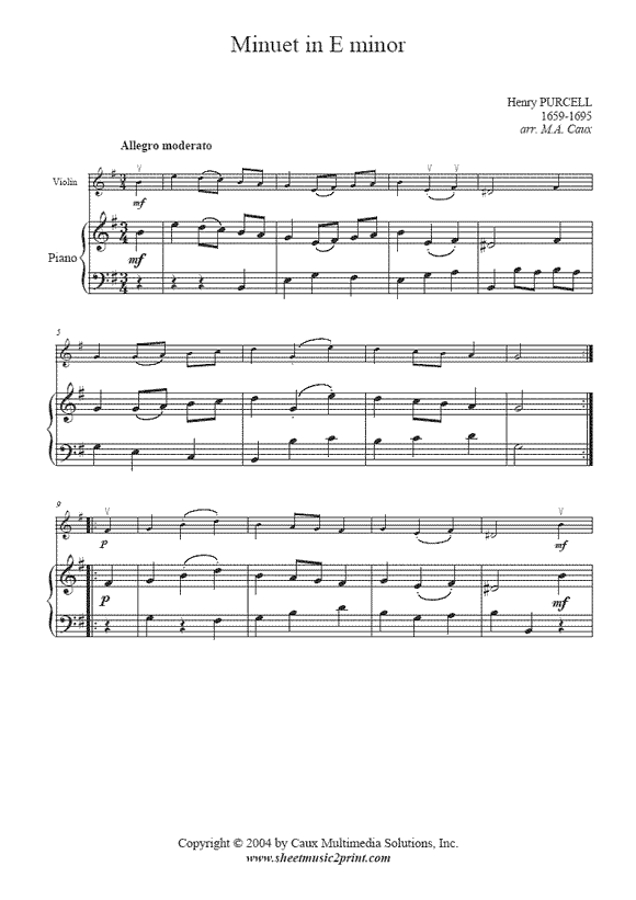 Purcell : Minuet in E minor - Violin