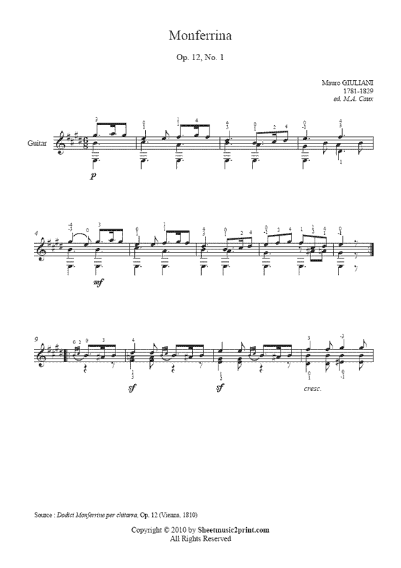 Giuliani : Monferrina Op. 12, No. 1