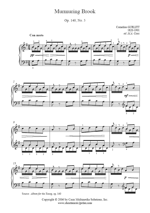 Gurlitt : Murmuring Brook, Op. 140, No. 5