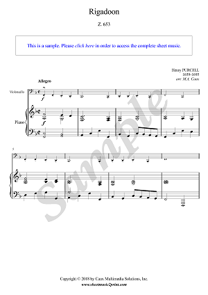 Purcell : Rigadoon Z. 653 - Cello