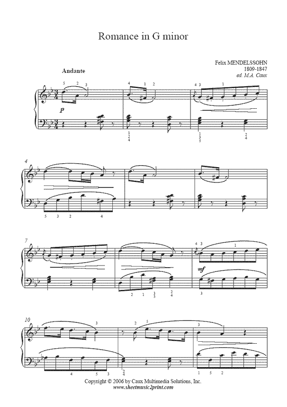 Mendelssohn : Romance in G minor
