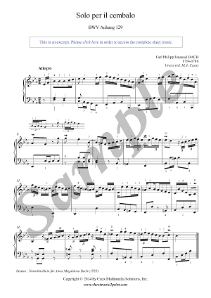 CPE Bach : Solo per il cembalo, BWV Anhang 129