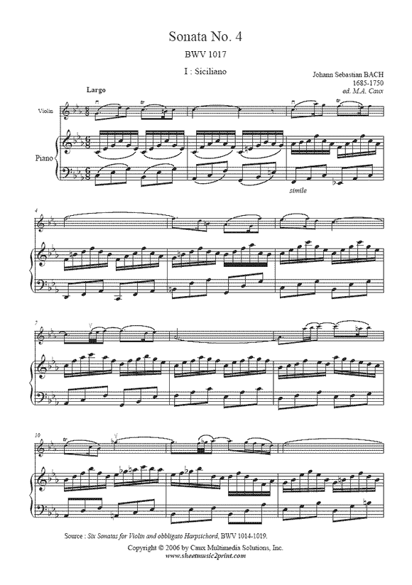 Bach : Sonata BWV 1017 (I : Siciliano)