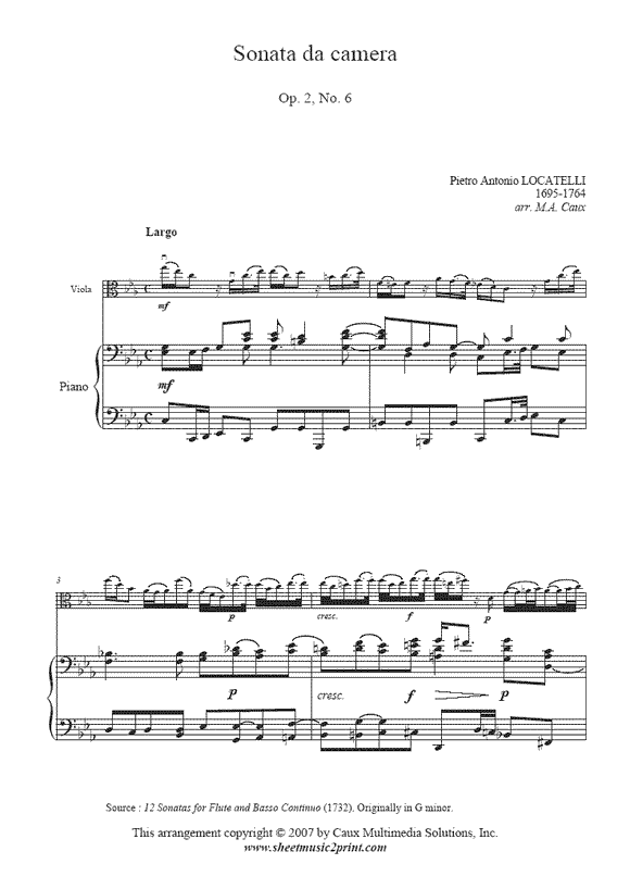Locatelli : Sonata Op. 2, No. 6 - Viola