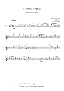 Vivaldi : Sonata RV 20, Op. 2, No. 4