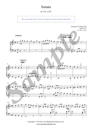 Scarlatti : Sonata K 274, L 297