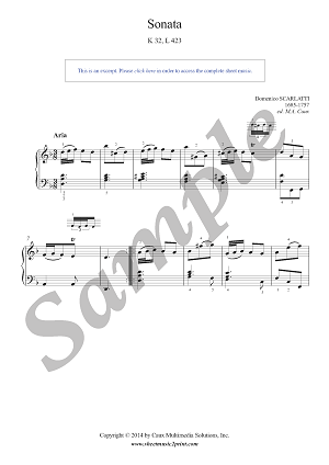 Scarlatti : Sonata K 32, L 423 - Aria