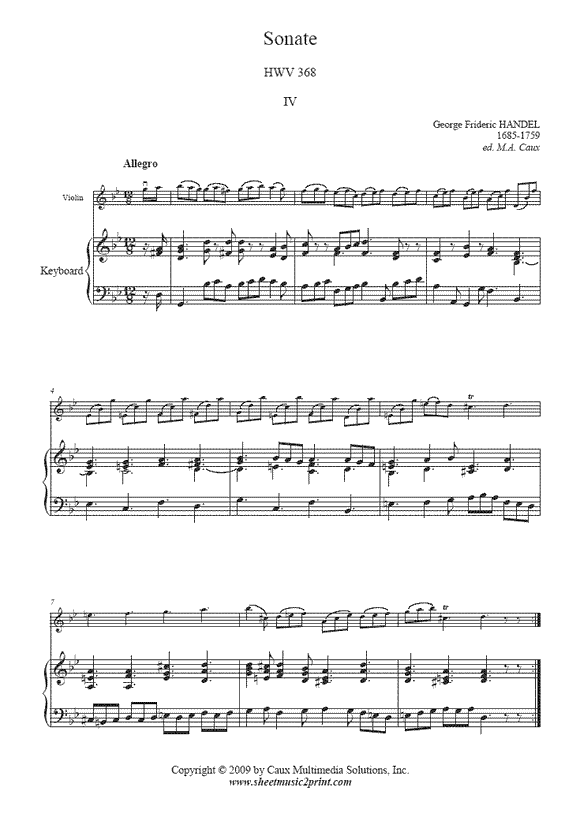 Handel : Sonate HWV 368 (IV : Allegro)