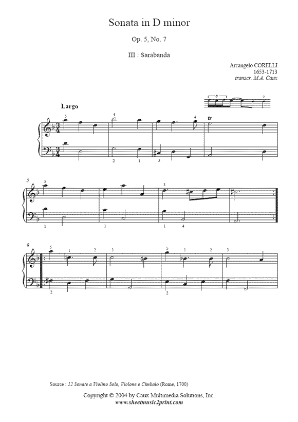 Corelli : Sonata Op. 5, No. 7 (III)
