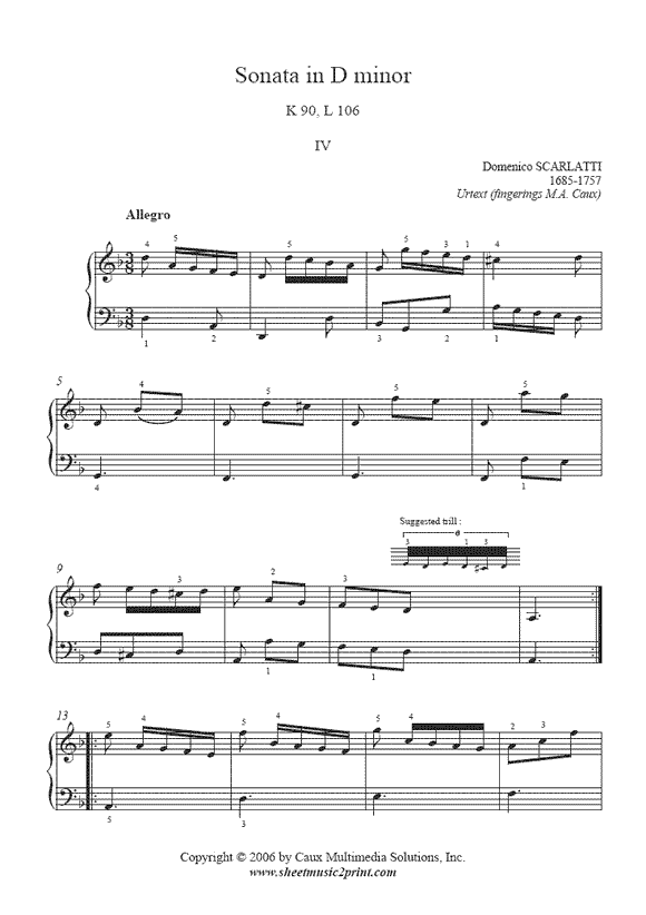 Scarlatti : Sonata K 90, L 106 (IV)