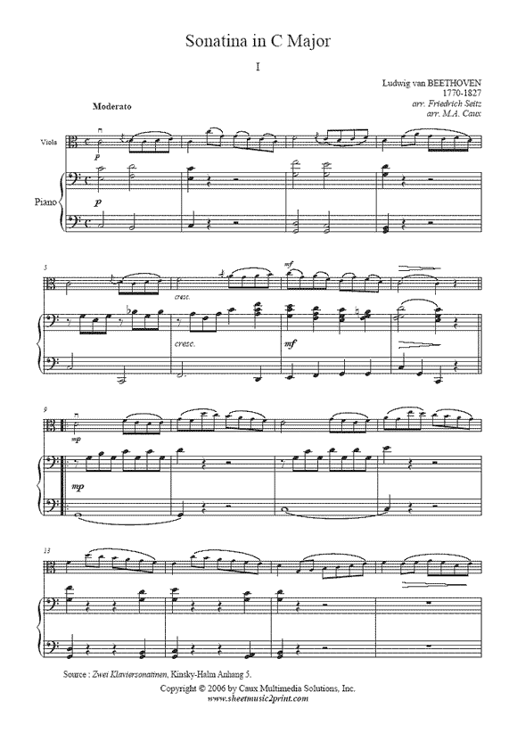 Beethoven : Sonatina in G Major (I) - Viola