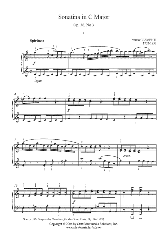 Clementi : Sonatina Op. 36, No. 3