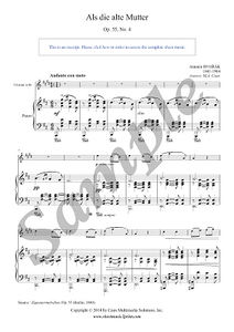 Dvorak : Songs My Mother Taught Me - Clarinet