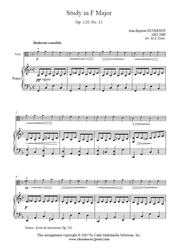 Duvernoy : Study Op. 120, No. 15 - Viola