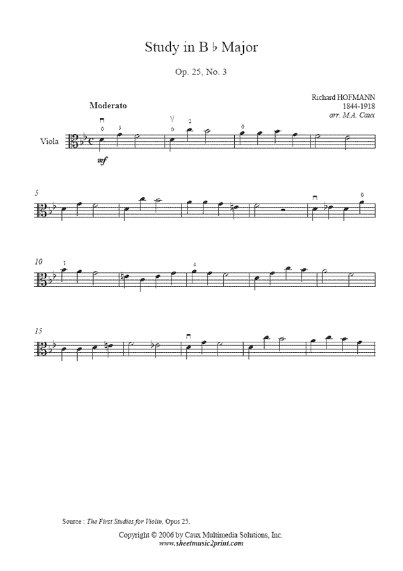 Hofmann : Study Op. 25, No. 3 - Viola