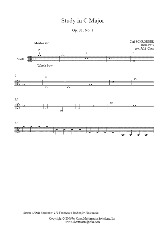 Schroder : Study Op. 31, No. 1 - Viola