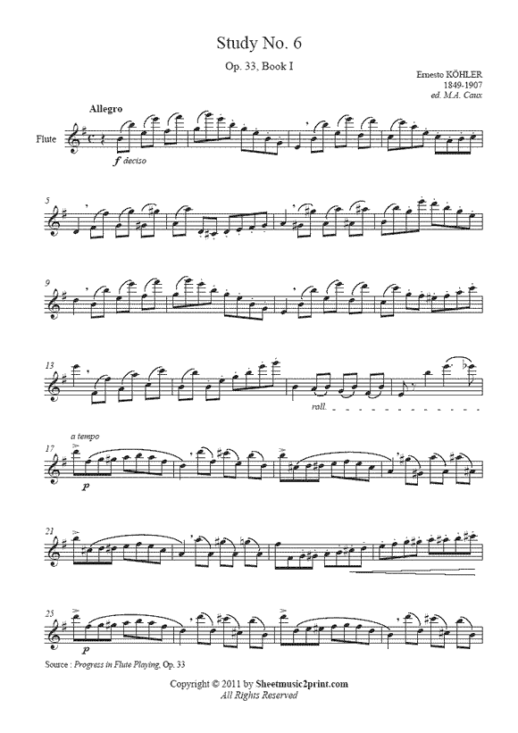 Köhler : Study No. 6, Op. 33, Book I