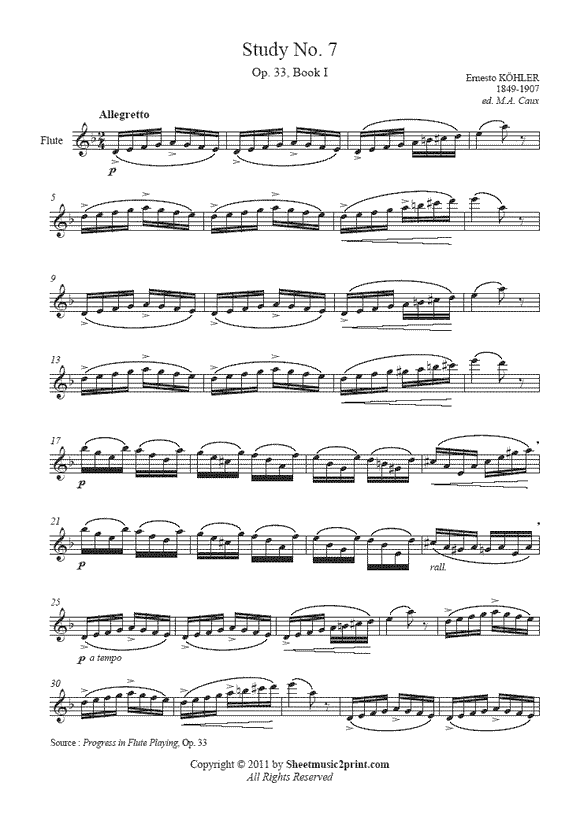 Köhler : Study No. 7, Op. 33, Book I