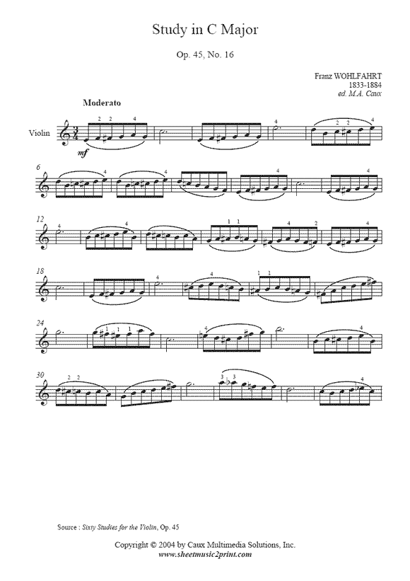 Wohlfahrt : Study Op. 45, No. 16