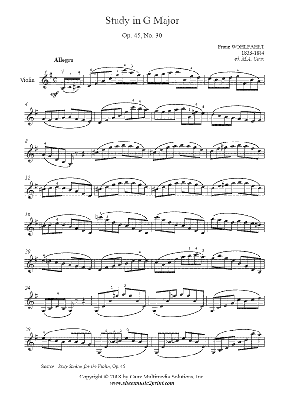 Wohlfahrt : Study Op. 45, No. 30