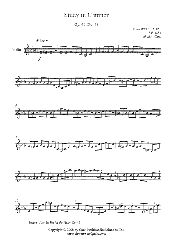 Wohlfahrt : Study Op. 45, No. 49