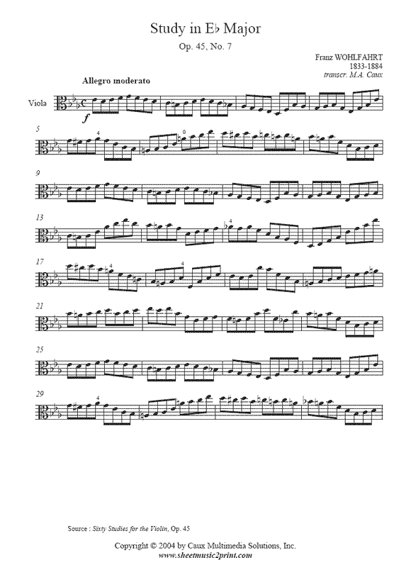 Wohlfahrt : Study Op. 45, No. 7 - Viola