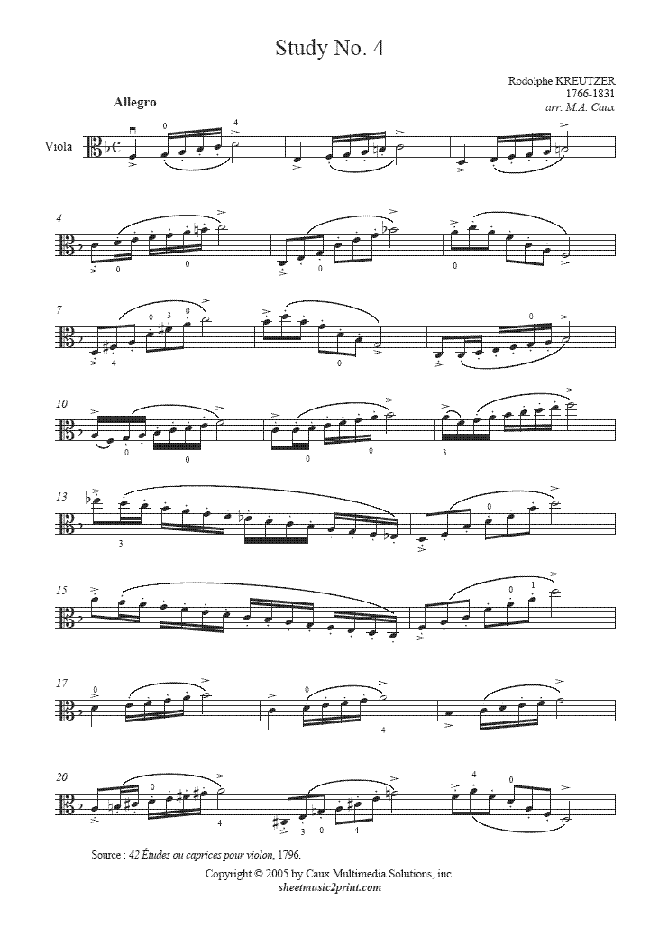 Study of JAZZ PIANO & ORGAN 4冊セット 楽譜 Kreutzer : Study No. 4 - Viola – Sheetmusic2print