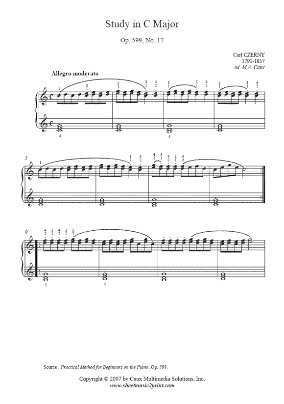 Czerny : Study Op. 599, No. 17