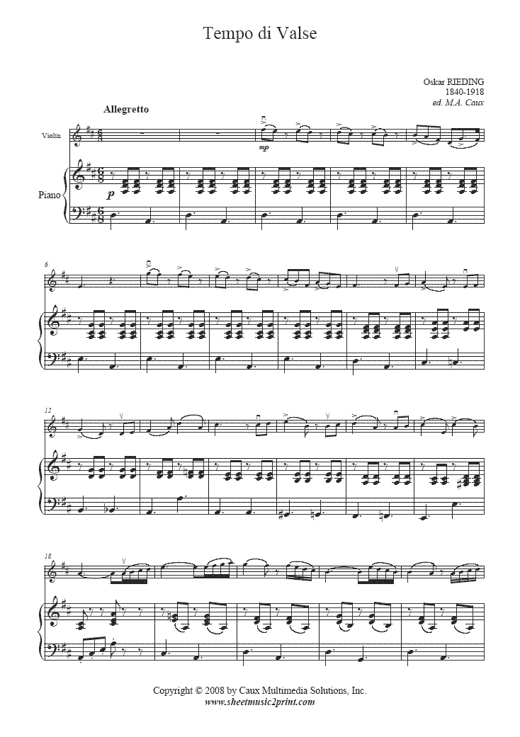 Rieding : Tempo di Valse – Sheetmusic2print