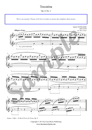 Maykapar : Toccatina Op. 8, No. 1